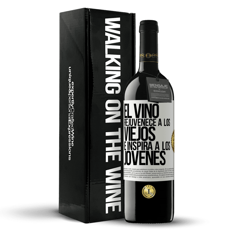 39,95 € Envío gratis | Vino Tinto Edición RED MBE Reserva El vino rejuvenece a los viejos e inspira a los jóvenes Etiqueta Blanca. Etiqueta personalizable Reserva 12 Meses Cosecha 2015 Tempranillo