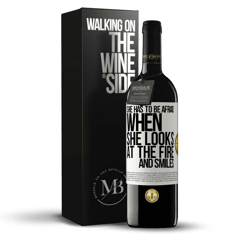 39,95 € Free Shipping | Red Wine RED Edition MBE Reserve She has to be afraid when she looks at the fire and smiles White Label. Customizable label Reserve 12 Months Harvest 2015 Tempranillo