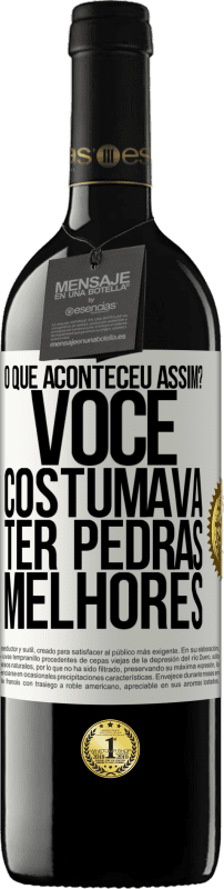 39,95 € | Vinho tinto Edição RED MBE Reserva o que aconteceu assim? Você costumava ter pedras melhores Etiqueta Branca. Etiqueta personalizável Reserva 12 Meses Colheita 2015 Tempranillo