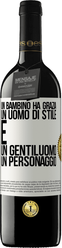 39,95 € | Vino rosso Edizione RED MBE Riserva Un bambino ha grazia, un uomo di stile e un gentiluomo, un personaggio Etichetta Bianca. Etichetta personalizzabile Riserva 12 Mesi Raccogliere 2016 Tempranillo