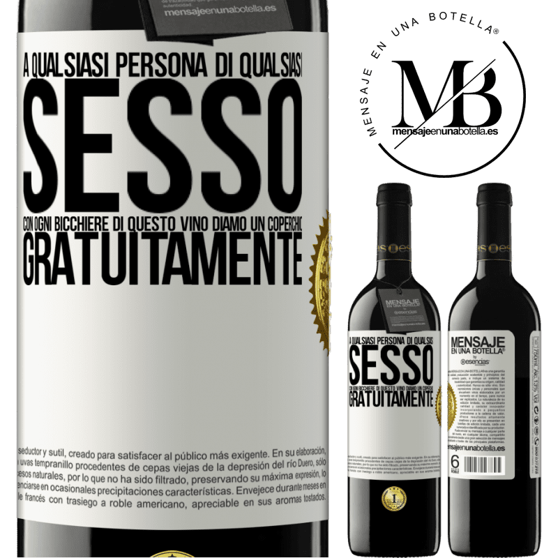 39,95 € Spedizione Gratuita | Vino rosso Edizione RED MBE Riserva A qualsiasi persona di qualsiasi SESSO con ogni bicchiere di questo vino diamo un coperchio GRATUITAMENTE Etichetta Bianca. Etichetta personalizzabile Riserva 12 Mesi Raccogliere 2015 Tempranillo