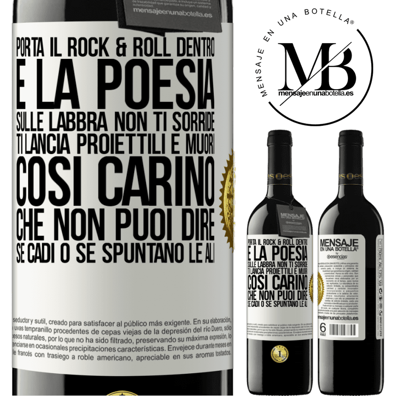39,95 € Spedizione Gratuita | Vino rosso Edizione RED MBE Riserva Porta il Rock & Roll dentro e la poesia sulle labbra. Non ti sorride, ti lancia proiettili e muori così carino che non puoi Etichetta Bianca. Etichetta personalizzabile Riserva 12 Mesi Raccogliere 2016 Tempranillo