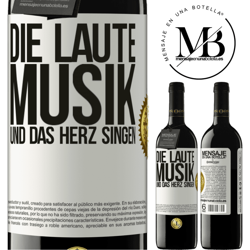 39,95 € Kostenloser Versand | Rotwein RED Ausgabe MBE Reserve Musik laut und Herz singend Weißes Etikett. Anpassbares Etikett Reserve 12 Monate Ernte 2014 Tempranillo