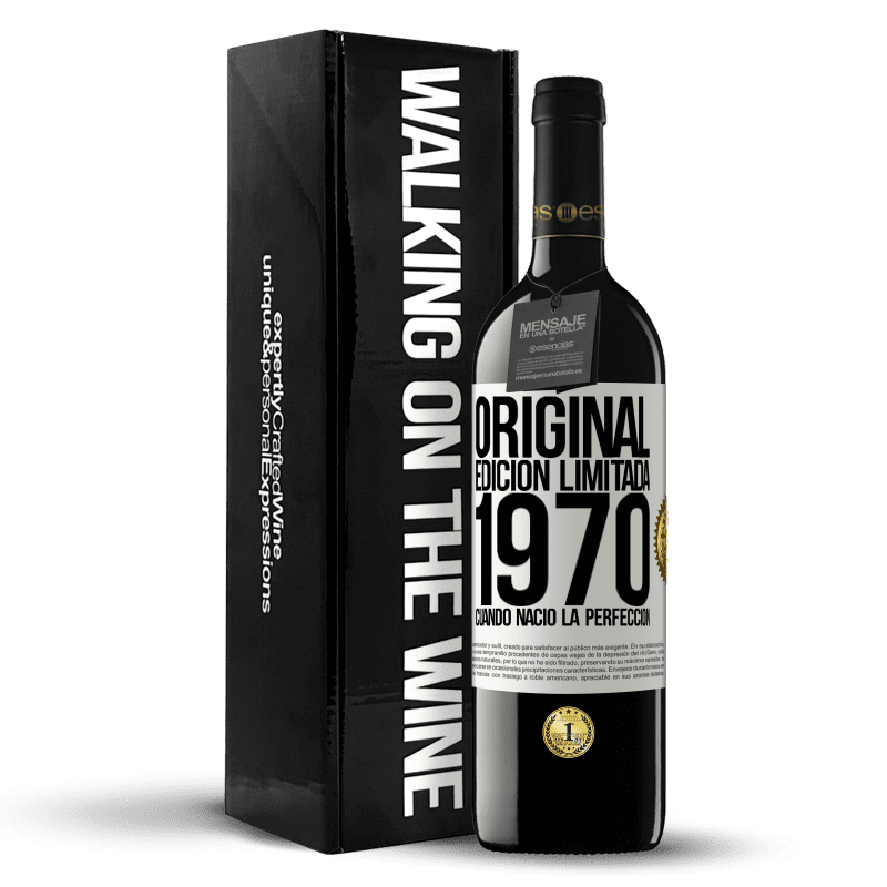 39,95 € Envío gratis | Vino Tinto Edición RED MBE Reserva Original. Edición Limitada. 1970. Cuando nació la perfección Etiqueta Blanca. Etiqueta personalizable Reserva 12 Meses Cosecha 2016 Tempranillo