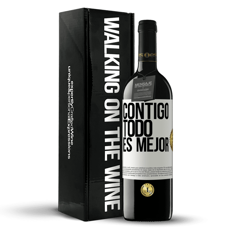 39,95 € Envío gratis | Vino Tinto Edición RED MBE Reserva Contigo todo es mejor Etiqueta Blanca. Etiqueta personalizable Reserva 12 Meses Cosecha 2016 Tempranillo