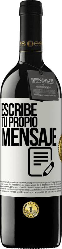 39,95 € Envío gratis | Vino Tinto Edición RED MBE Reserva Escribe tu propio mensaje Etiqueta Blanca. Etiqueta personalizable Reserva 12 Meses Cosecha 2016 Tempranillo