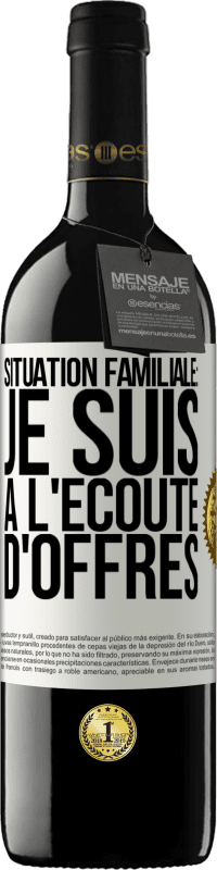 Envoi gratuit | Vin rouge Édition RED MBE Réserve Situation familiale: je suis à l'écoute d'offres Étiquette Blanche. Étiquette personnalisable Réserve 12 Mois Récolte 2014 Tempranillo