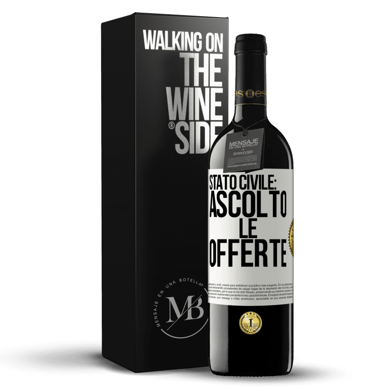 39,95 € Spedizione Gratuita | Vino rosso Edizione RED MBE Riserva Stato civile: ascolto le offerte Etichetta Bianca. Etichetta personalizzabile Riserva 12 Mesi Raccogliere 2014 Tempranillo