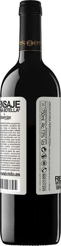 39,95 € | Vinho tinto Edição RED MBE Reserva Não temos Wifi, mas há vinho, o que facilita a comunicação Etiqueta Branca. Etiqueta personalizável Reserva 12 Meses Colheita 2016 Tempranillo