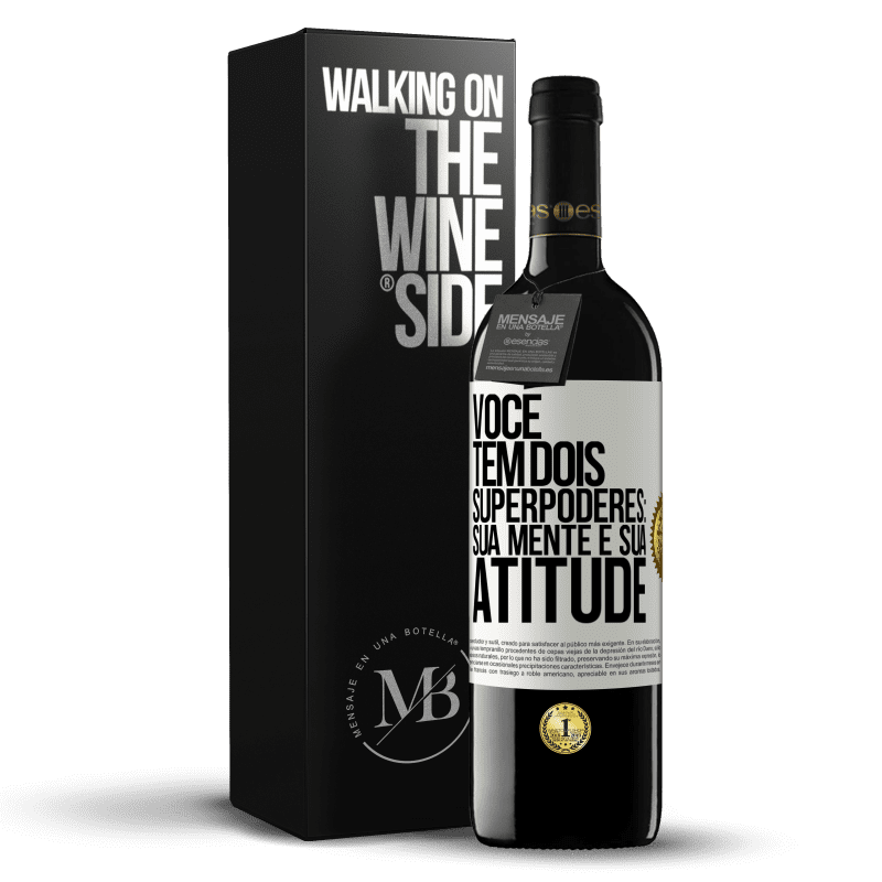 39,95 € Envio grátis | Vinho tinto Edição RED MBE Reserva Você tem dois superpoderes: sua mente e sua atitude Etiqueta Branca. Etiqueta personalizável Reserva 12 Meses Colheita 2014 Tempranillo