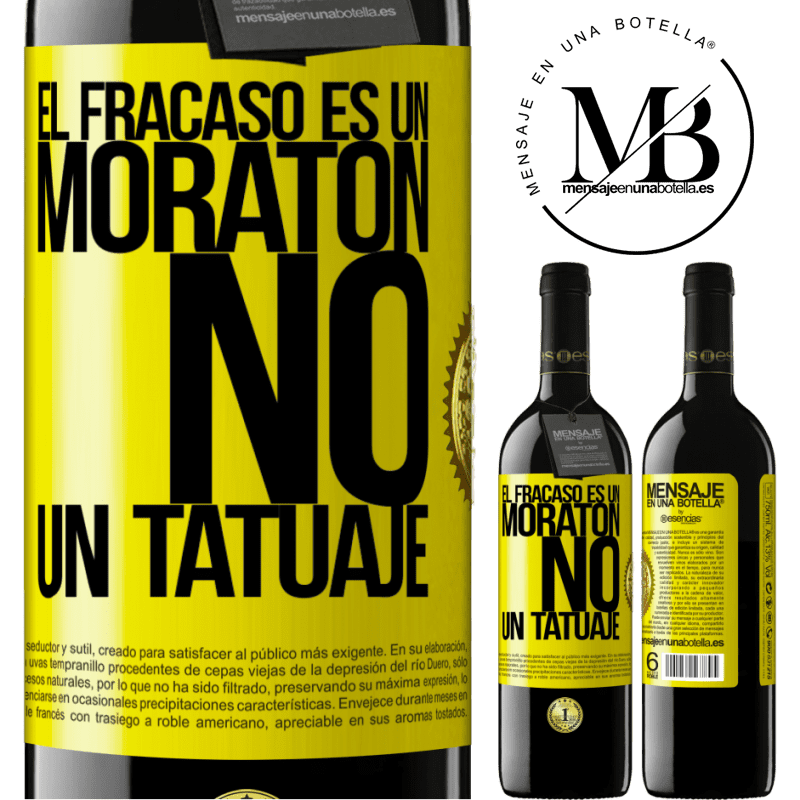 39,95 € Envío gratis | Vino Tinto Edición RED MBE Reserva El fracaso es un moratón, no un tatuaje Etiqueta Amarilla. Etiqueta personalizable Reserva 12 Meses Cosecha 2016 Tempranillo