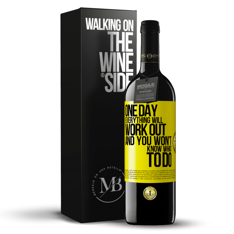 39,95 € Free Shipping | Red Wine RED Edition MBE Reserve One day everything will work out and you won't know what to do Yellow Label. Customizable label Reserve 12 Months Harvest 2015 Tempranillo