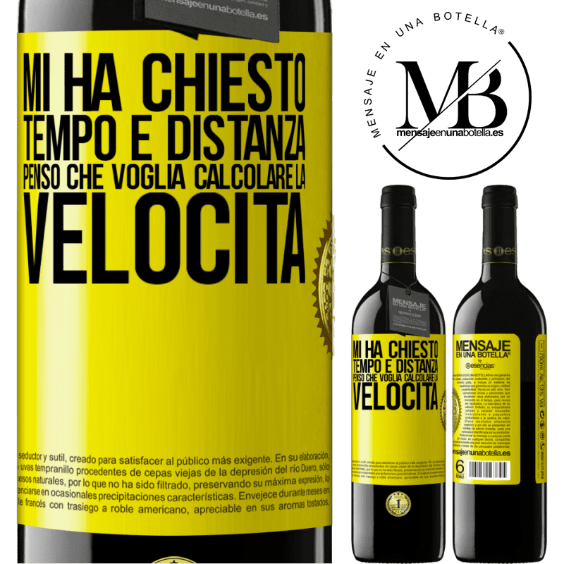 39,95 € Spedizione Gratuita | Vino rosso Edizione RED MBE Riserva Mi ha chiesto tempo e distanza. Penso che voglia calcolare la velocità Etichetta Gialla. Etichetta personalizzabile Riserva 12 Mesi Raccogliere 2014 Tempranillo