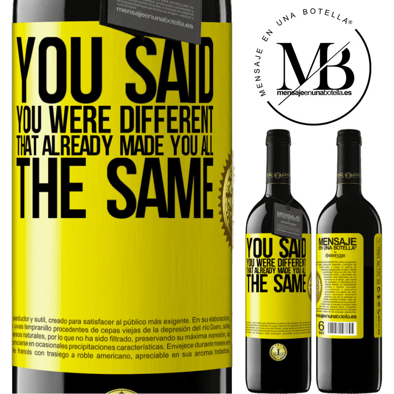 24,95 € Free Shipping | Red Wine RED Edition Crianza 6 Months You said you were different, that already made you all the same Yellow Label. Customizable label Aging in oak barrels 6 Months Harvest 2019 Tempranillo