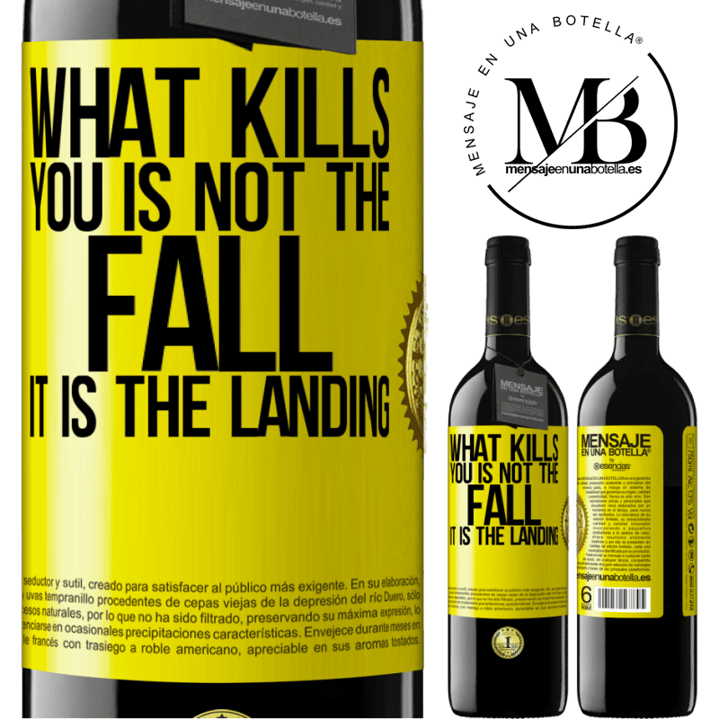 24,95 € Free Shipping | Red Wine RED Edition Crianza 6 Months What kills you is not the fall, it is the landing Yellow Label. Customizable label Aging in oak barrels 6 Months Harvest 2019 Tempranillo
