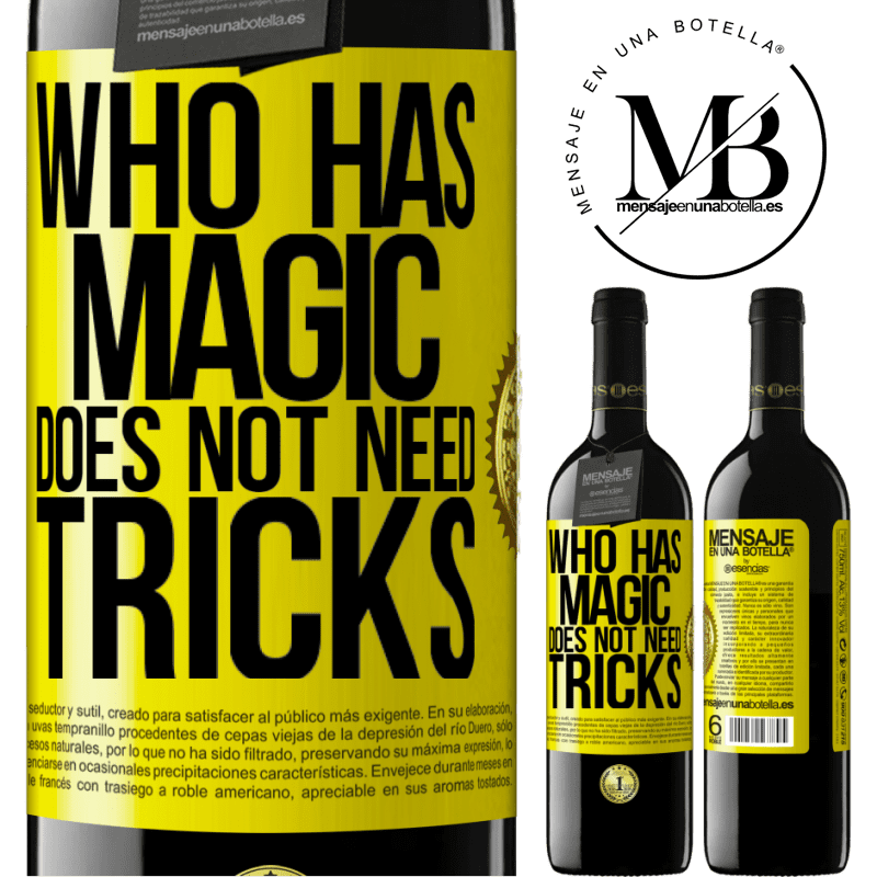 24,95 € Free Shipping | Red Wine RED Edition Crianza 6 Months Who has magic does not need tricks Yellow Label. Customizable label Aging in oak barrels 6 Months Harvest 2019 Tempranillo