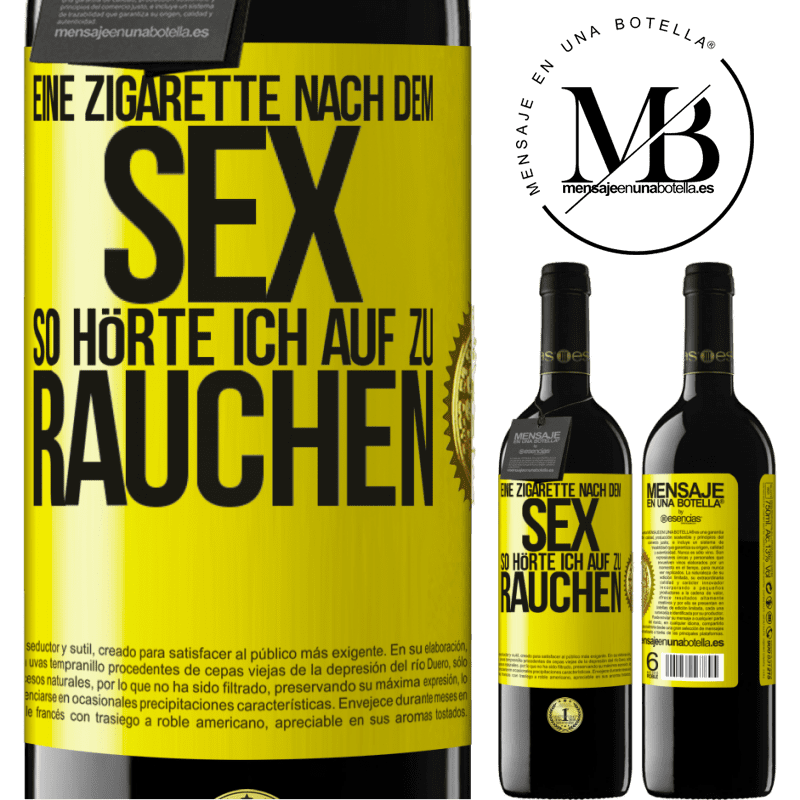 39,95 € Kostenloser Versand | Rotwein RED Ausgabe MBE Reserve Eine Zigarette nach dem Sex. So hörte ich auf zu rauchen Gelbes Etikett. Anpassbares Etikett Reserve 12 Monate Ernte 2014 Tempranillo