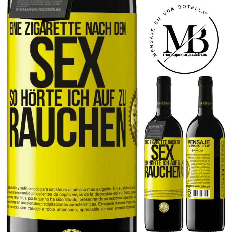 39,95 € Kostenloser Versand | Rotwein RED Ausgabe MBE Reserve Eine Zigarette nach dem Sex. So hörte ich auf zu rauchen Gelbes Etikett. Anpassbares Etikett Reserve 12 Monate Ernte 2016 Tempranillo