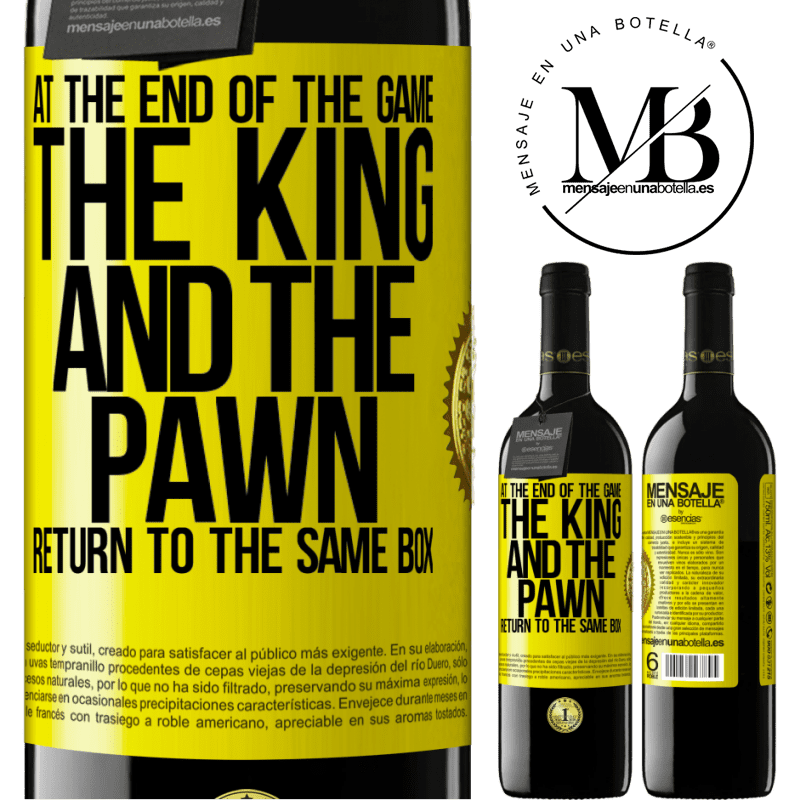 39,95 € Free Shipping | Red Wine RED Edition MBE Reserve At the end of the game, the king and the pawn return to the same box Yellow Label. Customizable label Reserve 12 Months Harvest 2014 Tempranillo