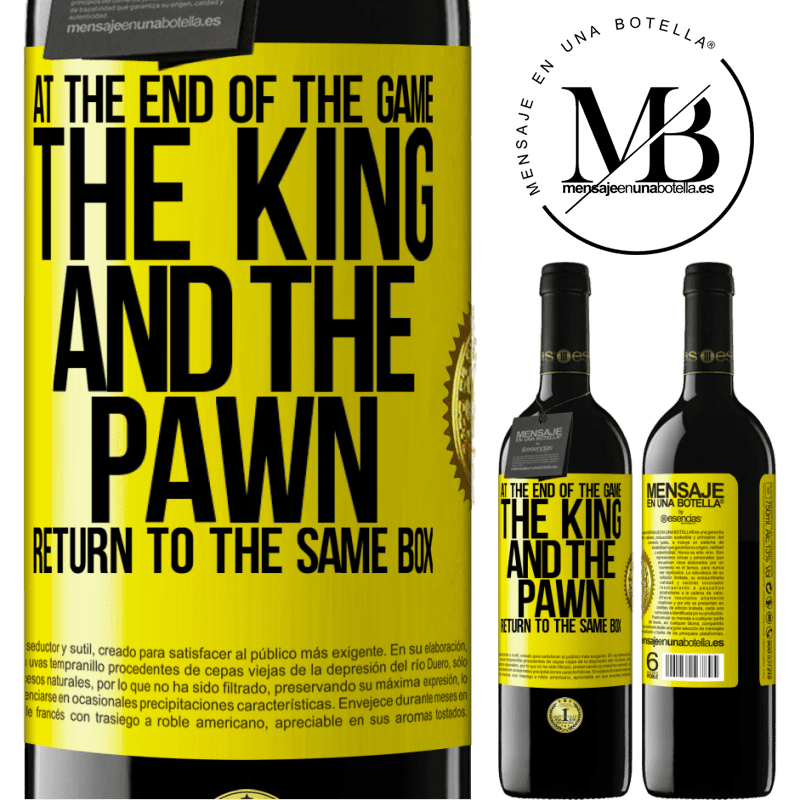 39,95 € Free Shipping | Red Wine RED Edition MBE Reserve At the end of the game, the king and the pawn return to the same box Yellow Label. Customizable label Reserve 12 Months Harvest 2016 Tempranillo