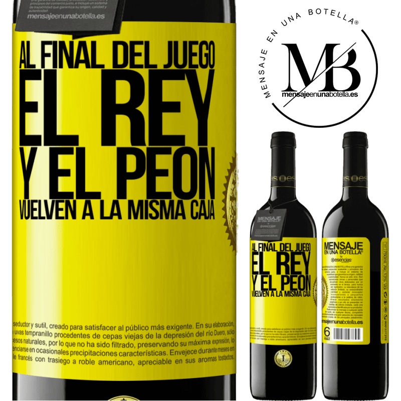 39,95 € Envío gratis | Vino Tinto Edición RED MBE Reserva Al final del juego, el rey y el peón vuelven a la misma caja Etiqueta Amarilla. Etiqueta personalizable Reserva 12 Meses Cosecha 2016 Tempranillo