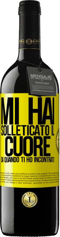 Spedizione Gratuita | Vino rosso Edizione RED MBE Riserva Mi hai solleticato il cuore da quando ti ho incontrato Etichetta Gialla. Etichetta personalizzabile Riserva 12 Mesi Raccogliere 2014 Tempranillo