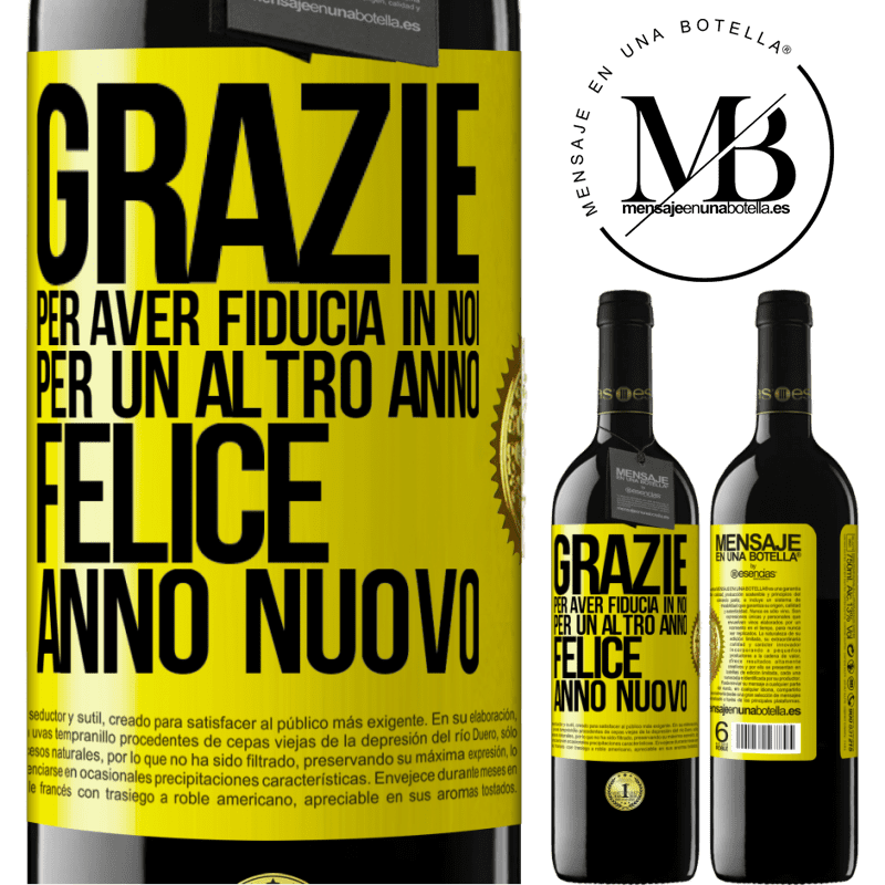 39,95 € Spedizione Gratuita | Vino rosso Edizione RED MBE Riserva Grazie per aver fiducia in noi per un altro anno. Felice anno nuovo Etichetta Gialla. Etichetta personalizzabile Riserva 12 Mesi Raccogliere 2014 Tempranillo