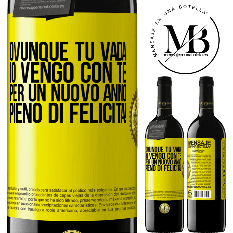 39,95 € Spedizione Gratuita | Vino rosso Edizione RED MBE Riserva Ovunque tu vada, io vengo con te. Per un nuovo anno pieno di felicità! Etichetta Gialla. Etichetta personalizzabile Riserva 12 Mesi Raccogliere 2014 Tempranillo