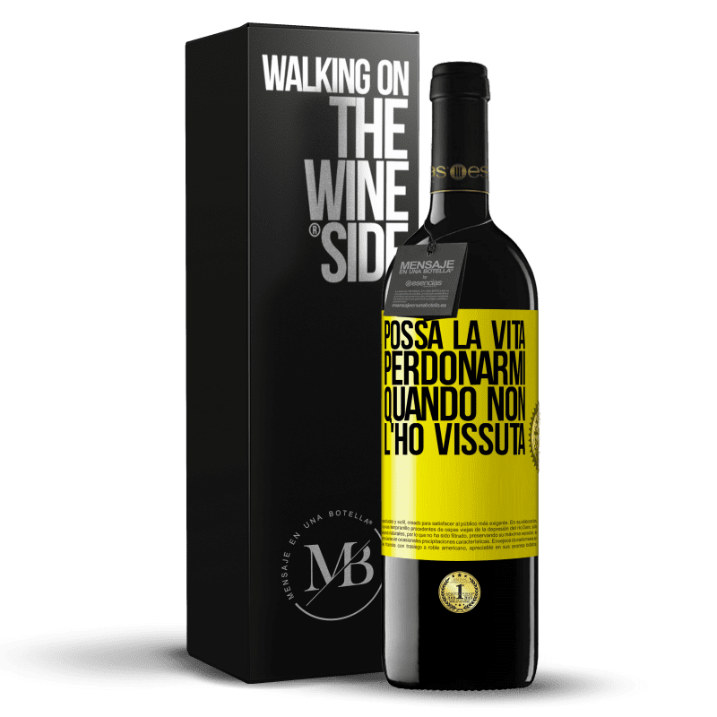 39,95 € Spedizione Gratuita | Vino rosso Edizione RED MBE Riserva Possa la vita perdonarmi quando non l'ho vissuta Etichetta Gialla. Etichetta personalizzabile Riserva 12 Mesi Raccogliere 2015 Tempranillo