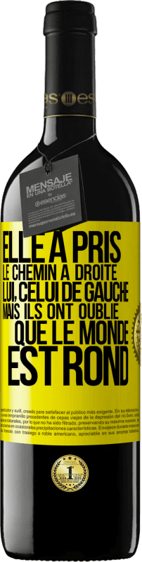 «Elle a pris le chemin à droite, lui, celui de gauche. Mais ils ont oublié que le monde est rond» Édition RED MBE Réserve