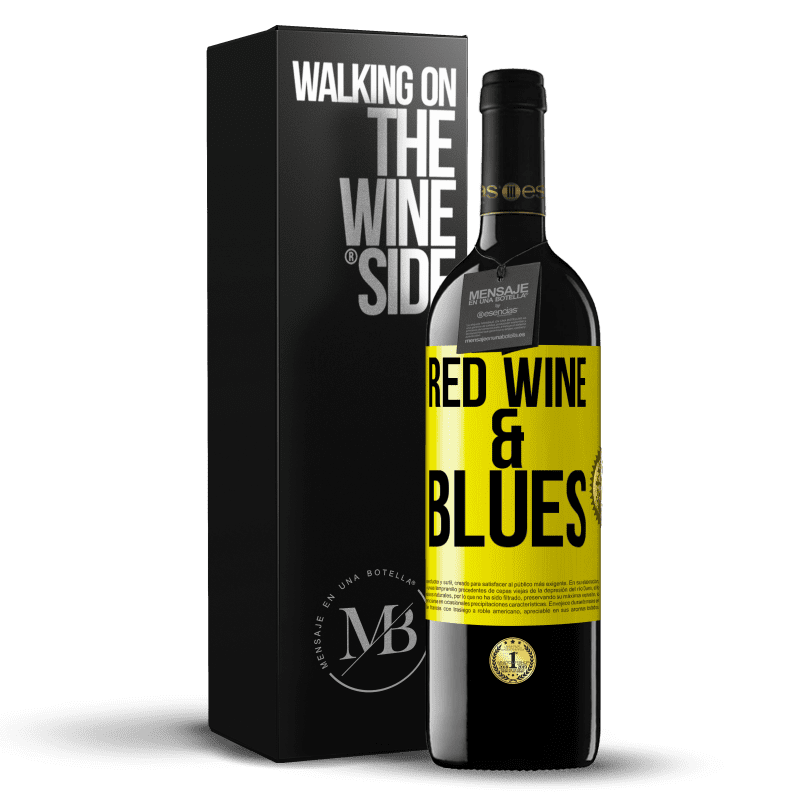 39,95 € Бесплатная доставка | Красное вино Издание RED MBE Бронировать Red wine & Blues Желтая этикетка. Настраиваемая этикетка Бронировать 12 Месяцы Урожай 2016 Tempranillo