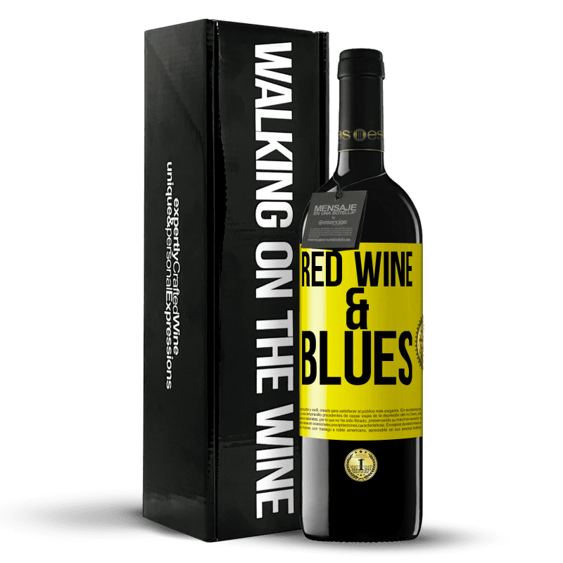 39,95 € Envío gratis | Vino Tinto Edición RED MBE Reserva Red wine & Blues Etiqueta Amarilla. Etiqueta personalizable Reserva 12 Meses Cosecha 2014 Tempranillo