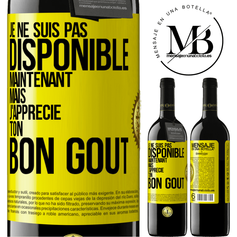 39,95 € Envoi gratuit | Vin rouge Édition RED MBE Réserve Je ne suis pas disponible maintenant, mais j'apprécie ton bon goût Étiquette Jaune. Étiquette personnalisable Réserve 12 Mois Récolte 2015 Tempranillo