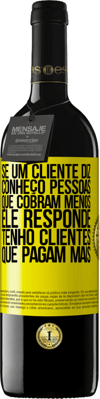 39,95 € Envio grátis | Vinho tinto Edição RED MBE Reserva Se um cliente diz Conheço pessoas que cobram menos, ele responde Tenho clientes que pagam mais Etiqueta Amarela. Etiqueta personalizável Reserva 12 Meses Colheita 2016 Tempranillo