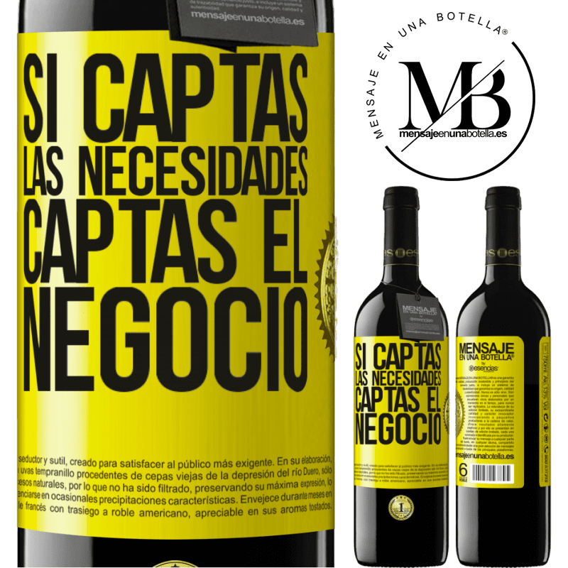 39,95 € Envío gratis | Vino Tinto Edición RED MBE Reserva Si captas las necesidades, captas el negocio Etiqueta Amarilla. Etiqueta personalizable Reserva 12 Meses Cosecha 2016 Tempranillo