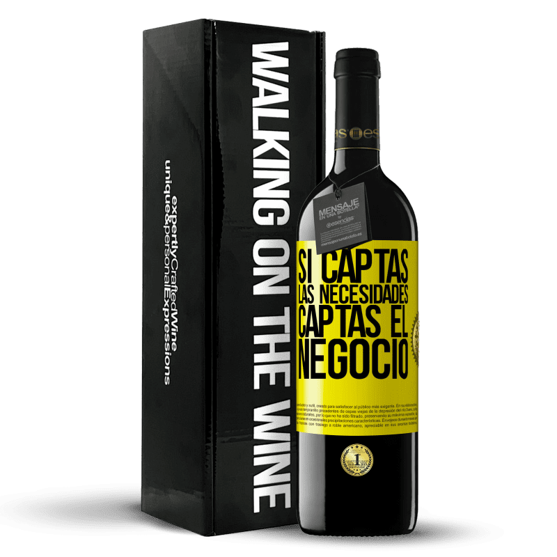 39,95 € Envío gratis | Vino Tinto Edición RED MBE Reserva Si captas las necesidades, captas el negocio Etiqueta Amarilla. Etiqueta personalizable Reserva 12 Meses Cosecha 2014 Tempranillo