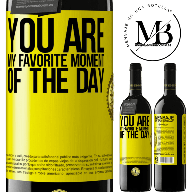 24,95 € Free Shipping | Red Wine RED Edition Crianza 6 Months You are my favorite moment of the day Yellow Label. Customizable label Aging in oak barrels 6 Months Harvest 2019 Tempranillo