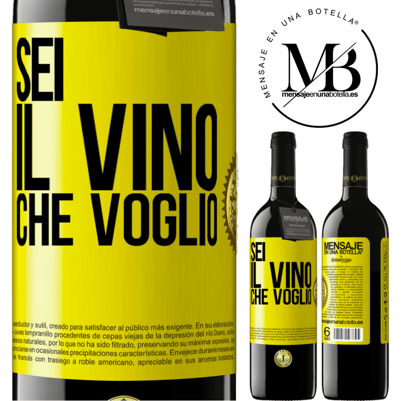 39,95 € Spedizione Gratuita | Vino rosso Edizione RED MBE Riserva Sei il vino che voglio Etichetta Gialla. Etichetta personalizzabile Riserva 12 Mesi Raccogliere 2014 Tempranillo