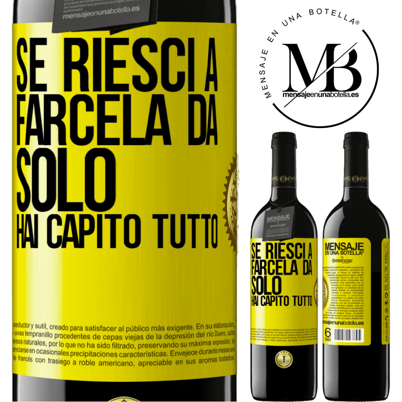 39,95 € Spedizione Gratuita | Vino rosso Edizione RED MBE Riserva Se riesci a farcela da solo, hai capito tutto Etichetta Gialla. Etichetta personalizzabile Riserva 12 Mesi Raccogliere 2014 Tempranillo