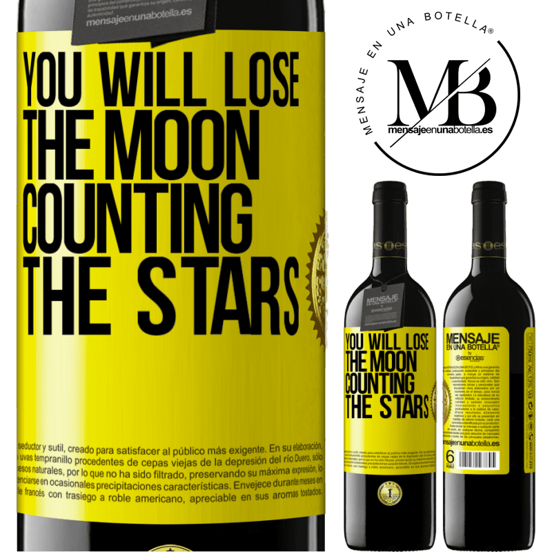 24,95 € Free Shipping | Red Wine RED Edition Crianza 6 Months You will lose the moon counting the stars Yellow Label. Customizable label Aging in oak barrels 6 Months Harvest 2019 Tempranillo