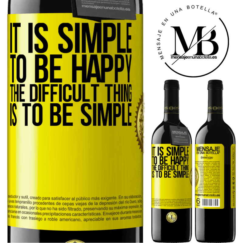 24,95 € Free Shipping | Red Wine RED Edition Crianza 6 Months It is simple to be happy, the difficult thing is to be simple Yellow Label. Customizable label Aging in oak barrels 6 Months Harvest 2019 Tempranillo