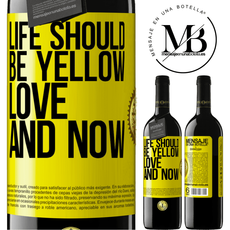 24,95 € Free Shipping | Red Wine RED Edition Crianza 6 Months Life should be yellow. Love and now Yellow Label. Customizable label Aging in oak barrels 6 Months Harvest 2019 Tempranillo