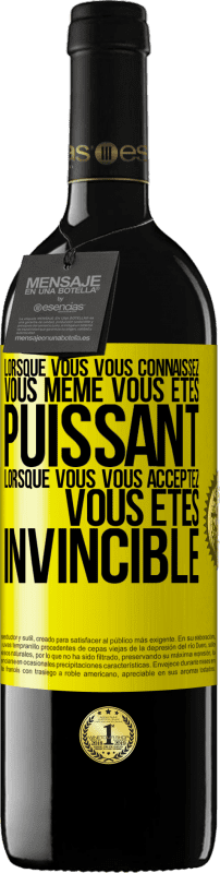 39,95 € Envoi gratuit | Vin rouge Édition RED MBE Réserve Lorsque vous vous connaissez vous même vous êtes puissant. Lorsque vous vous acceptez vous êtes invincible Étiquette Jaune. Étiquette personnalisable Réserve 12 Mois Récolte 2015 Tempranillo