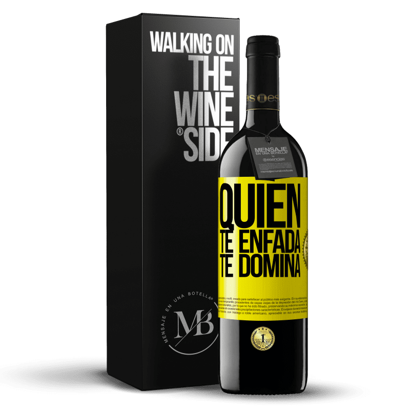 39,95 € Envío gratis | Vino Tinto Edición RED MBE Reserva Quien te enfada, te domina Etiqueta Amarilla. Etiqueta personalizable Reserva 12 Meses Cosecha 2016 Tempranillo