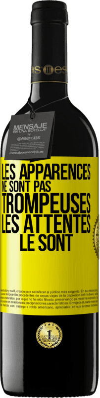 Envoi gratuit | Vin rouge Édition RED MBE Réserve Les apparences ne sont pas trompeuses. Les attentes le sont Étiquette Jaune. Étiquette personnalisable Réserve 12 Mois Récolte 2014 Tempranillo