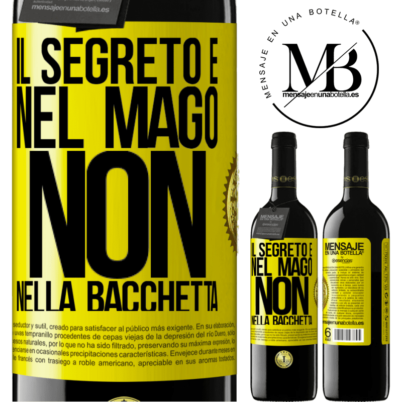 39,95 € Spedizione Gratuita | Vino rosso Edizione RED MBE Riserva Il segreto è nel mago, non nella bacchetta Etichetta Gialla. Etichetta personalizzabile Riserva 12 Mesi Raccogliere 2015 Tempranillo