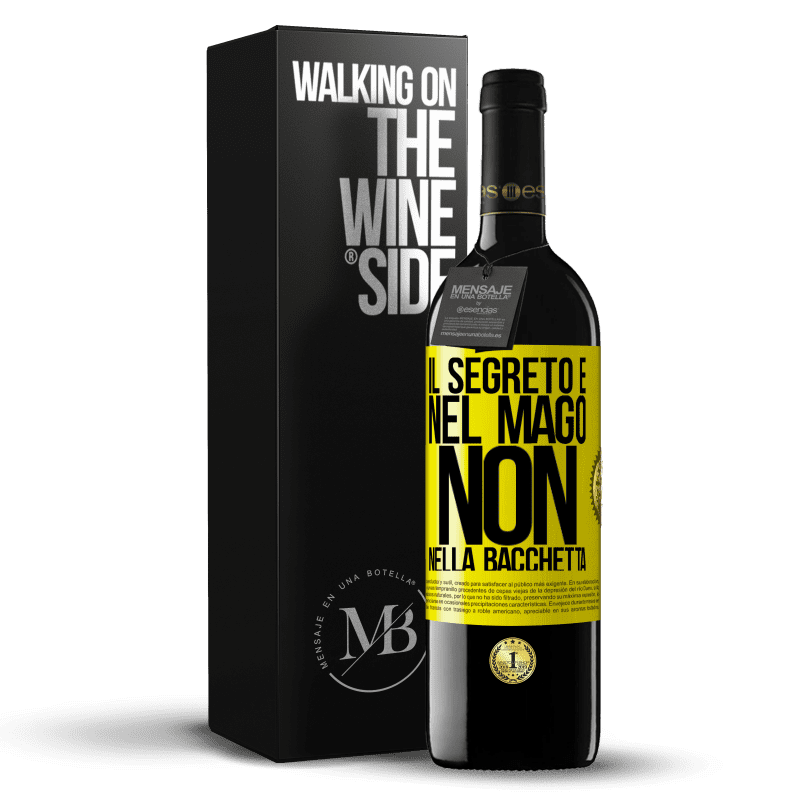 39,95 € Spedizione Gratuita | Vino rosso Edizione RED MBE Riserva Il segreto è nel mago, non nella bacchetta Etichetta Gialla. Etichetta personalizzabile Riserva 12 Mesi Raccogliere 2015 Tempranillo