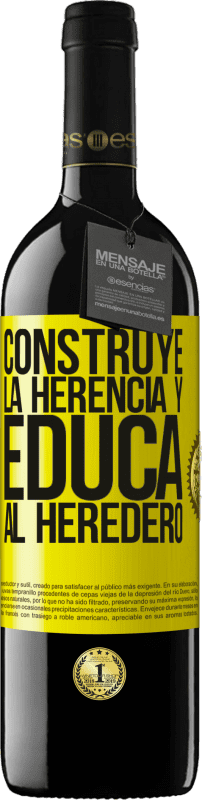 Envío gratis | Vino Tinto Edición RED MBE Reserva Construye la herencia y educa al heredero Etiqueta Amarilla. Etiqueta personalizable Reserva 12 Meses Cosecha 2014 Tempranillo