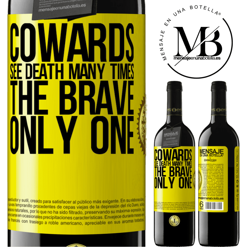 24,95 € Free Shipping | Red Wine RED Edition Crianza 6 Months Cowards see death many times. The brave only one Yellow Label. Customizable label Aging in oak barrels 6 Months Harvest 2019 Tempranillo
