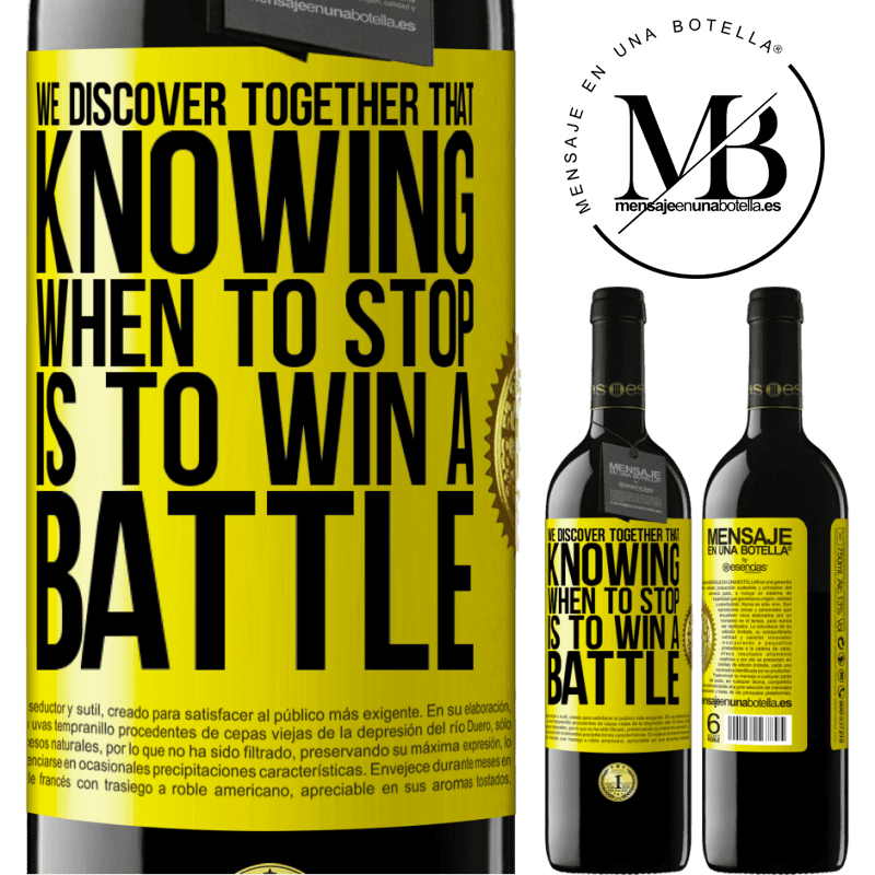 24,95 € Free Shipping | Red Wine RED Edition Crianza 6 Months We discover together that knowing when to stop is to win a battle Yellow Label. Customizable label Aging in oak barrels 6 Months Harvest 2019 Tempranillo